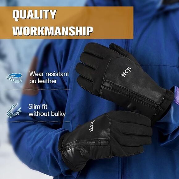 NWT MCTi Winter Gloves for Men Waterproof Warm for Cold Weather Touchscreen Med - Picture 3 of 5